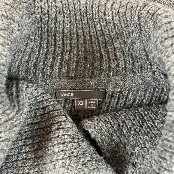 Vince Honeycomb Yak Wool Chunky Knit Waterfall Sweater Cardigan Gray XS - Picture 10 of 13